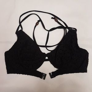 FREYA black underwired halterneck bikini top 36D